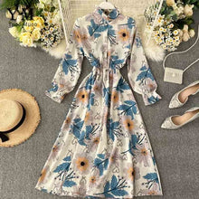 Load image into Gallery viewer, YuooMuoo Long Dress Spring Autumn Vintage Women Flower Print Beach Bohemian Maxi Dress Casual Long Sleeve Chiffon Dress vestidos