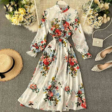 Load image into Gallery viewer, YuooMuoo Long Dress Spring Autumn Vintage Women Flower Print Beach Bohemian Maxi Dress Casual Long Sleeve Chiffon Dress vestidos