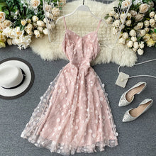Load image into Gallery viewer, YuooMuoo Romantic Sequins Decoration Pink Party Dress Women Elegant Spaghetti Strap High Waist Summer Lace Midi Dress Sundress