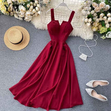 Load image into Gallery viewer, YuooMuoo 2020 Brand Design V-neck Vintage Back Bandage Dress Women Summer Elegant Big Swing Long Party Dress Fashion Green Dress