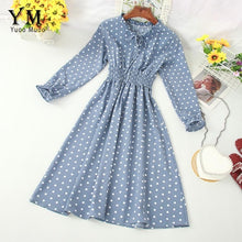 Load image into Gallery viewer, YuooMuoo Polka Dot Shirt Dress Bow Bandage Long Sleeve A Line Dress 2019 Autumn Chic Sweet Women Dress Knee-length Vestidos