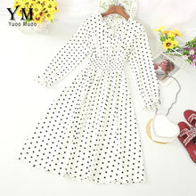 Load image into Gallery viewer, YuooMuoo Polka Dot Shirt Dress Bow Bandage Long Sleeve A Line Dress 2019 Autumn Chic Sweet Women Dress Knee-length Vestidos