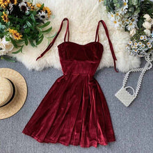 Load image into Gallery viewer, YuooMuoo Elegant Vintage Gothic Spaghetti Strap Dress 2019 Early Fall Basic Women Short Party Dresses Slim High Waist Mini Dress