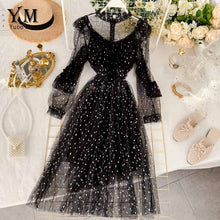 Load image into Gallery viewer, YuooMuoo Chic Romantic Pink Lace Dress Women Star Fashion Bling Bling Ruffle Long Party Dress Spring Mesh Patchwork Ladies Dress