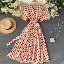 Load image into Gallery viewer, YuooMuoo Romantic Heart Print Summer Dress Women 2020 V Neck Elegant High Waist Long Bandage Dress Ladies Fashion Party Dresses