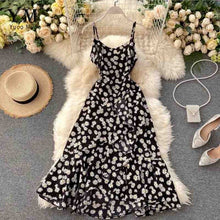 Load image into Gallery viewer, YuooMuoo Women Summer Spaghetti Strap Long Dress Female Ruffled Slim Waist Maxi Dress Flower Print Irregular Holiday Dresses