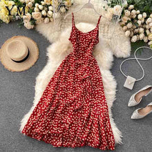 Load image into Gallery viewer, YuooMuoo Women Summer Spaghetti Strap Long Dress Female Ruffled Slim Waist Maxi Dress Flower Print Irregular Holiday Dresses