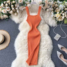 Load image into Gallery viewer, YuooMuoo New Fashion Summer Women Orange Bodycon Bandage Dress Vestidos Sexy Stretch Knit Sheath Backless Short Tank Club Dress