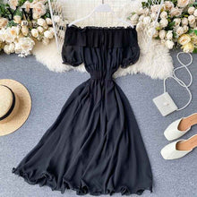 Load image into Gallery viewer, YuooMuoo 2020 Women Summer Dress Fashion White Off Shoulder Chiffon Dress Solid Vestidos Short Puff Sleeve Ruffles Holiday Dress